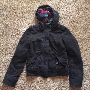 abercrombie kids dark brown hooded coat